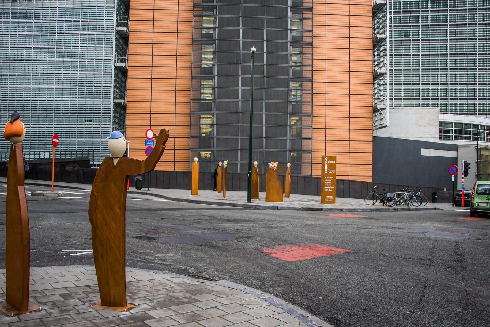 Brussels European quarter at morning — the Quartier Européen pavements fill at 8:30, five days a week